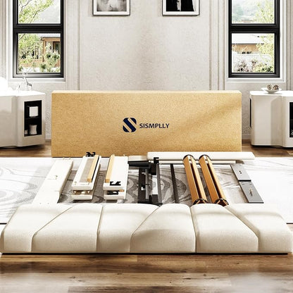 Full Size Platform Bed Frame with Upholstered Headboard, Wooden Slats Support, Noise Free, No Box Spring Needed, Easy Assembly, Beige, Velvet
