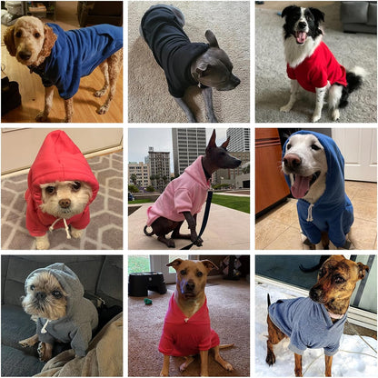 KOOLTAIL Basic Dog Hoodie - Soft and Warm Dog Hoodie Sweater with Leash Hole and Pocket, Dog Winter Coat, Cold Weather Clothes Sweatshirt for Small Medium Large Dogs Puppy Cat Boys Girls Blue XXL