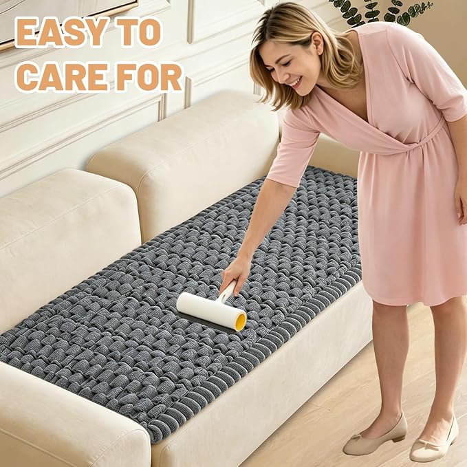 Couch Cover for Dogs Washable,Non Slip Fuzzy Durable Pet Friendly Cozy | Soft Slipcovers for 3 Cushion Sofa Cover,Plush Thick Protector Fits Mat Bed Leather & Fabric Couches (Grey 27.6"x70.9")