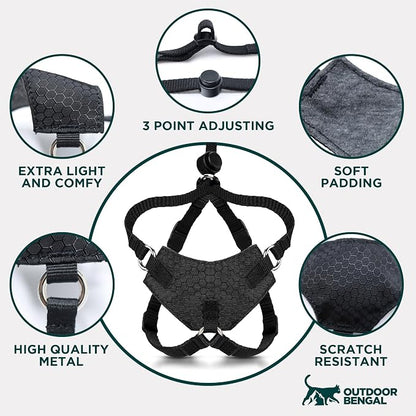 Houdini™ Escape Proof Cat Harness and Leash (Multicolor, M/L) | Adjustable walking vest with 6ft lead, premium padded finish, snug secure fit, lightweight for travel and outdoor adventures