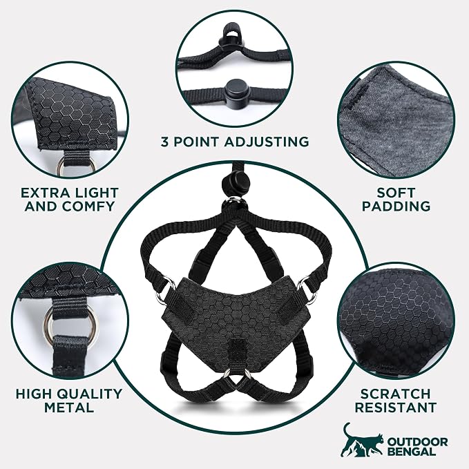 Houdini™ Escape Proof Kitten Harness and Leash (Pink, S) | Adjustable walking vest with 6ft lead, breathable mesh, snug secure fit, light and gentle for first outdoor adventures
