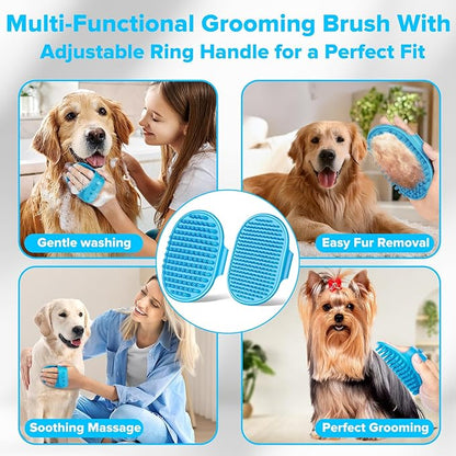 6PCS Pet Grooming Kit for Dogs,Cats and Horses | Dog Washing Gloves | Dog Bath Brush | Dog Bath Gloves | Dog Shampoo Brush | Pet Grooming Gloves | Dog Bath Supplies (Light Blue)