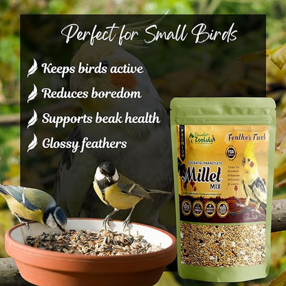 Danodia's Zoolulu Premium Cockatiel & Parrotlet Millet Mix (450g/1 lbs) | Premium Bird Food Blend for Cockatiels, Budgerigars, Parrotlets & Lovebirds | Daily Feeding Blend