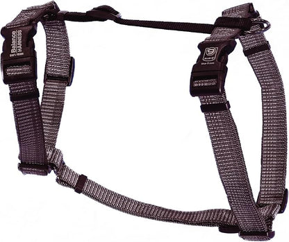 Blue-9 Reflective Buckle-Neck Balance Harness, Fully Customizable Fit No-Pull Harness with 3M Reflective Stitching, Ideal for Dog Training and Obedience, Made in The USA, Grey, Medium/Large