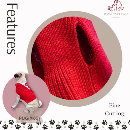Cute Sweater for Dogs and Cats Soft Flannel Pet Outfit Warm and Cozy Animal Hoodie Small to Large Pet Clothes for Halloween Parties and Everyday Wear (Medium, Red Bowtie)