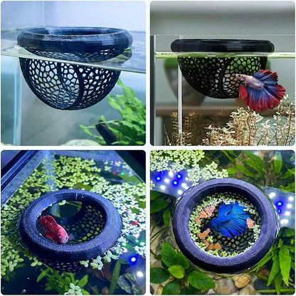 Floating Betta Hammock & Fish Toys Set,7Pcs Betta Fish Tank Accessories Mirror and Exercise Ring with Leaf Hammock Simulates Natural Habitat Comfortable Resting for Betta, Shrimp & Small Fish
