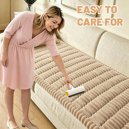 Waterproof Couch Cover for Dogs Washable,Nonslip Fuzzy Durable Pet Friendly | Soft Slipcovers for 3 Cushion Sofa Cover,Plush Thick Protector Fits Mat Bed Leather & Fabric Couches (Brown 27.6"x82.7")