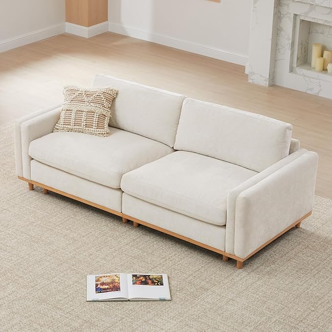 CHITA Super Large Luxury Loveseat Sectional Modular Sofa, Down Filled Modern Sofa, Deep Seat Comfty Cloud Couch, 83 inch Width, 2 Seat Couch, Solid Wood Leg, Linen