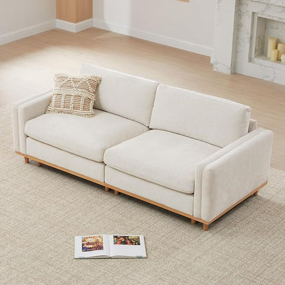 CHITA Super Large Luxury Loveseat Sectional Modular Sofa, Down Filled Modern Sofa, Deep Seat Comfty Cloud Couch, 83 inch Width, 2 Seat Couch, Solid Wood Leg, Linen