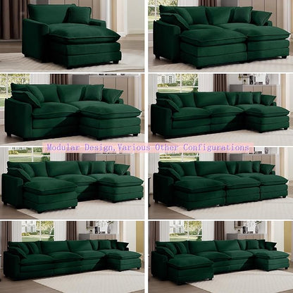 Aoowow Corduroy Large Armchair,Modern Oversized Single Sofa Chair with Throw Pillow,Deep Single Seat Cloud Sofas Couches for Living Room,Tufted Oversized Accent Arm Chair (Green, Sofa Chair)