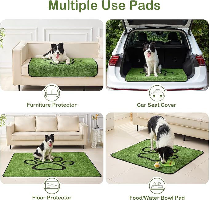 Reusable Dog Pee Pads, Washable Puppy Pads, Leak-Proof 30"x34" 6 Pack | Super Absorbent And Non-Slip Potty Training Pads, Soft Paw Print Plush Design, Ideal For Crates, Couch, Car Seats & Pet Beds