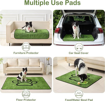 Reusable Dog Pee Pads, Washable Puppy Pads, Leak-Proof 30"x34" 6 Pack | Super Absorbent And Non-Slip Potty Training Pads, Soft Paw Print Plush Design, Ideal For Crates, Couch, Car Seats & Pet Beds