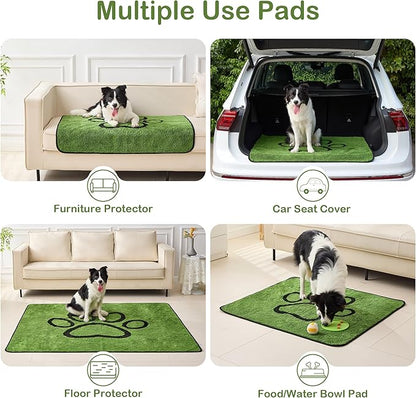 Reusable Dog Pee Pads, Washable Puppy Pads, Leak-Proof 36"x41" 2 Pack | Super Absorbent And Non-Slip Potty Training Pads, Soft Paw Print Plush Design, Ideal For Crates, Couch, Car Seats & Pet Beds