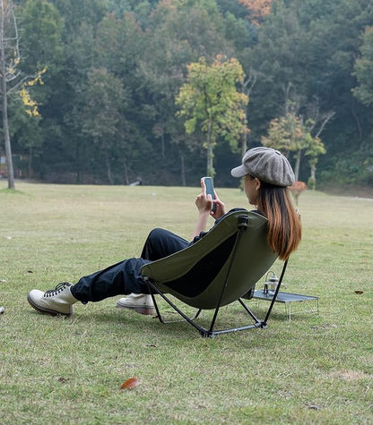 iClimb Low Ultralight Compact Camping Folding Chair with Side Pocket and Carry Bag (Black)