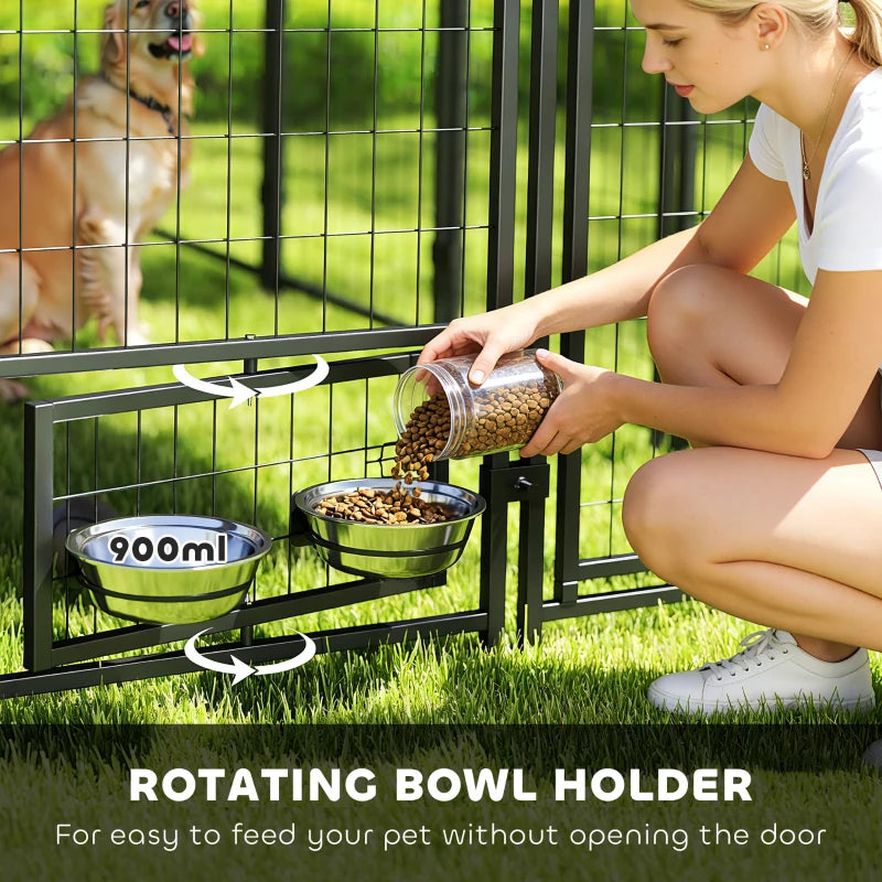 9.8' X 9.8' X 6'Outdoor Dog Kennel, Dog Kennel Outside Run With 360 Rotating Bowls, Waterproof & UV Resistant CoverMultiple Packages