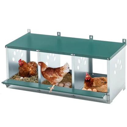 Metal Nesting Boxes For Chicken,3 Compartment Nesting Box,Galvanized Steel Nesting Boxes For Hens, Easy To Assemble
