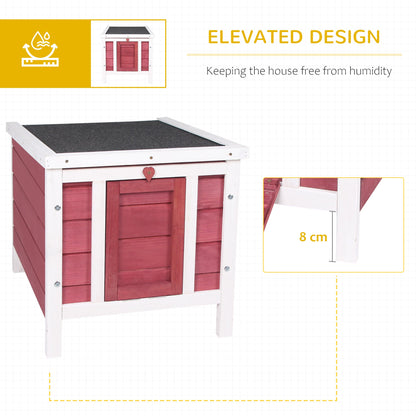 Small Wooden Rabbit Hutch Bunny Cage Guinea Pig Cage Duck House Dog House with Openable & Waterproof Roof, for Rabbits, Chickens, Ducks, Red