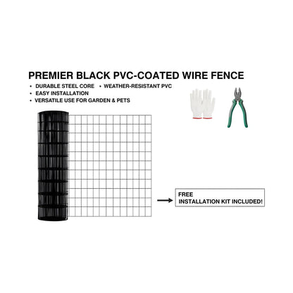 48 INCHx33 FT Black Vinyl-coated Metal Mesh, 16 Gauge 0.67 Inch Black PVC Metal Mesh, Black Welded Wire Mesh Support, Poultry Cage Protective Fence