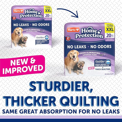 Hartz Home Protection Super Absorbent Odor Eliminating Lavender Scented No Leak Dog Pads, XXL 20 Count (Pack of 3)