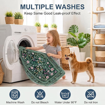 Washable Pee Pads for Dogs,Great Urine Absorbent Reusable Puppy Training Pads,Waterproof,Leak-Proof & Non-Slip Potty Pads for Whelping,Crate,Playpen,Bed.(Midnight Garden Floral,48"x48")