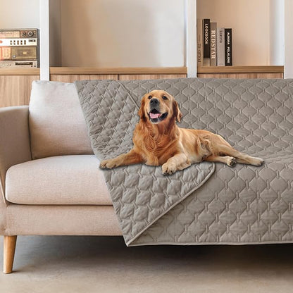 gogobunny 3X Stronger Waterproof Pet Blanket, Scratch Proof Furniture Protector for Dogs Cats, Reversible Cover 52x82 Inch, Dark Stone