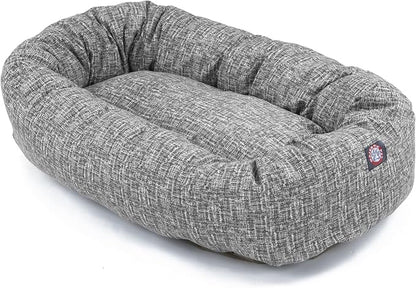 Majestic Pet Bagel Calming Dog Bed, 40 in Large, Round, Washable, Lt. Black | Cozy Soft Fluffy Donut Pet Bed with Spine Support for Head Rest – Anti-Anxiety Comfort for Puppies & Dogs, 40x29x9 Inches