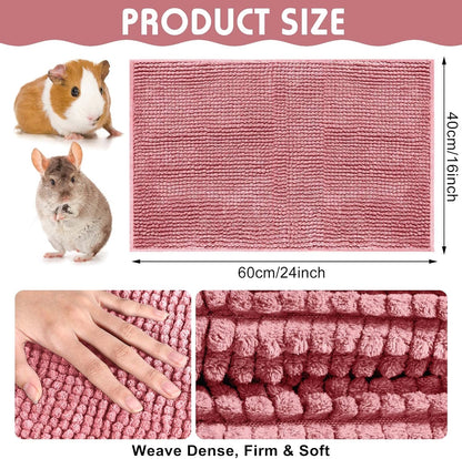 Amylove 4 Pcs Guinea Pig Cage Liner Guinea Pig Bedding Washable Fleece Pee Pads Reusable Small Animals Training Mat Small Animal Sleeping Bed for Bunny Hamster(Pink,16 x 24 Inch)