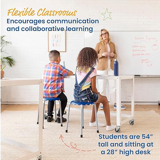 ECR4Kids Daisy Stackable Stool Set, Flexible Seating, Blue, 8-Piece