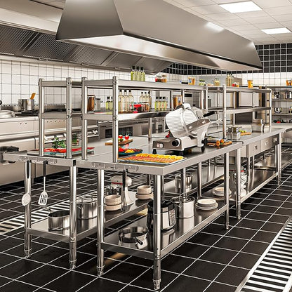 YITAHOME NSF Stainless Steel Table with Overshelves, 42" X 24" Work Table with 42" X 12" Shelf, Metal Table Prep Table for Home Kitchen Restaurant Garage Warehouse