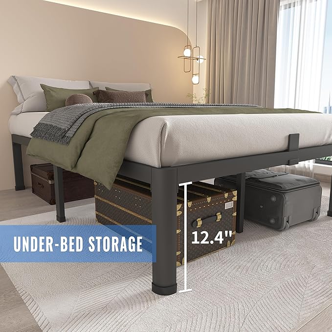 MAF 14 Inch Full Size Metal Platform Bed Frame with Round Corner Legs, 3000 LBS Heavy Duty Steel Slats Support, Noise Free, No Box Spring Needed, Easy Assembly