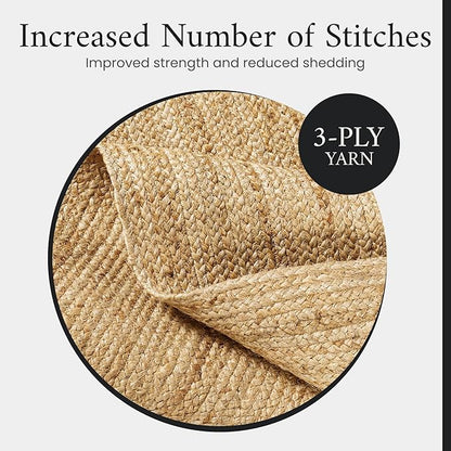 Jute Rug 2x6 Natural Runner Rug with Non-Slip Backing, Low-Profile Farmhouse Hallway Runner, Indoor Door Mat or Kitchen Mat – Eco-Friendly 2x6 Runner for High-Traffic Areas