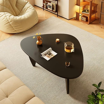 LUCKIIA Coffee Tables Wood Small Farmhouse Coffee Table Mid-Century Modern Wood Center Table for Living Room, Black, 35 Inch