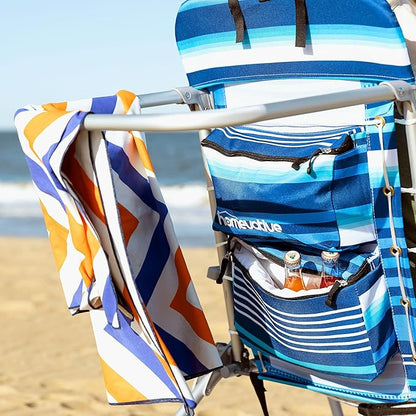 Homevative Backpack Fold-Up Beach Chair, 5 Positions, Towel bar, Cooler, Storage Pouch, Cup Holder and Phone Pocket