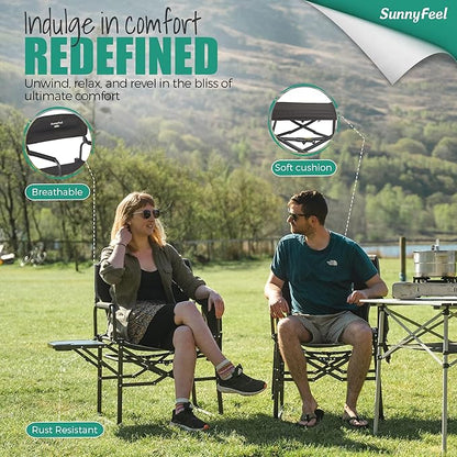 SUNNYFEEL Camping Directors Chair, Heavy Duty,Oversized Portable Folding Chair with Side Table, Pocket for Beach, Fishing,Trip,Picnic,Lawn,Concert Outdoor Foldable Camp Chairs