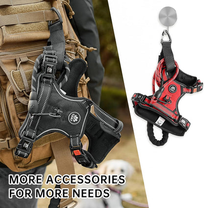 NESTROAD No Pull Dog Harness,Adjustable Oxford Dog Vest Harness with Leash,Reflective No-Choke Pet Harness with Easy Control Soft Handle for Large Dogs(X-Large,Red)