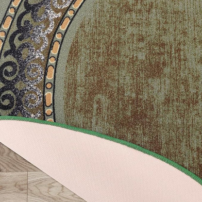 Antep Rugs Alfombras Bordered Modern 5x7 Non-Slip (Non-Skid) Low Pile Rubber Backing Indoor Area Rug (Green, 5' x 7' Oval)