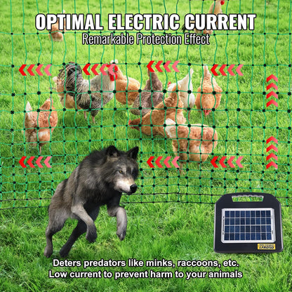 VEVOR Electric Poultry Netting, 48" H x 168' L, PE Net Fencing Kit with Posts & Double-Spiked Stakes, Utility Portable Mesh for Chickens, Ducks, Geese, Rabbits, Used in Backyards, Farms, and Ranches
