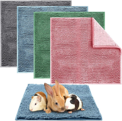 Amylove 4 Pcs Guinea Pig Cage Liner Guinea Pig Bedding Washable Fleece Pee Pads Reusable Small Animals Training Mat Small Animal Sleeping Bed for Bunny Hamster(Mixed Colors,12 x 12 Inch)