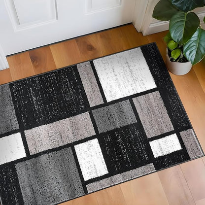 Rugshop Contemporary Modern Boxes for Home Office,Living Room,Bedroom,Kitchen Non Shedding Area Rug 2'7" x 4' Gray