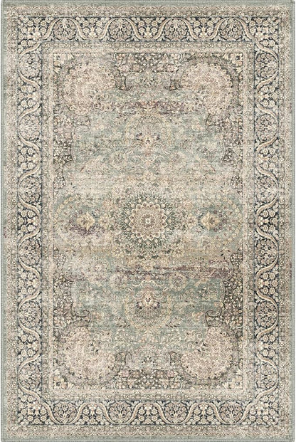Area Rug 2x3 Distressed Small Entryway Rug Vintage Doormat Faux Wool Non-Slip Washable Low-Pile Floor Carpet for Indoor Front Entrance Kitchen Bathroom…