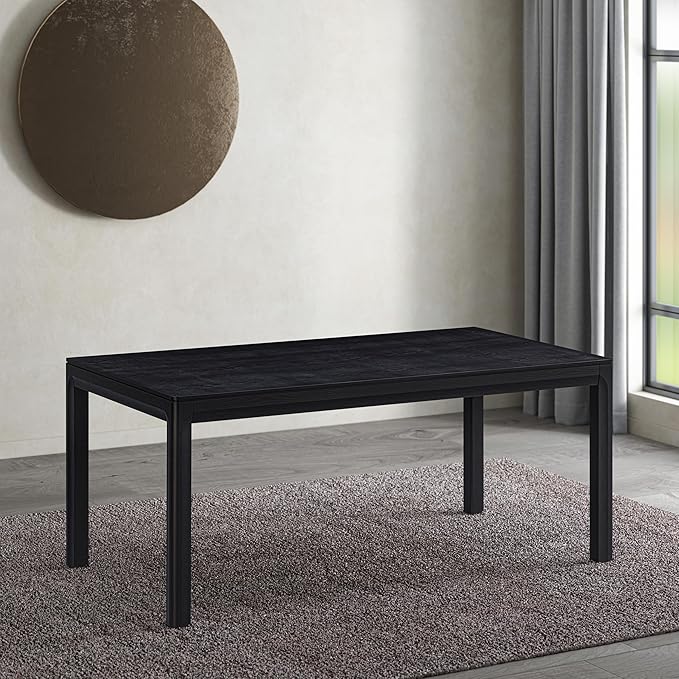 NTC Flow 71 Inch Modern Design, Rectangular Dinner Table for Dining Room, Living Room Furniture, Effortless Assembly, Burnt Black