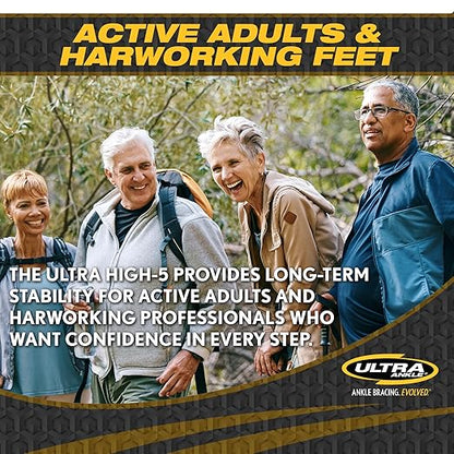 Ultra High-5 Ankle Support Brace – Everyday Stability Gear for Chronic Ankle Instability – Rigid Bilateral Shell, Boot-Ready Fit for Workers, Hikers, & Comfortable Support for Active Aging Adults - Large