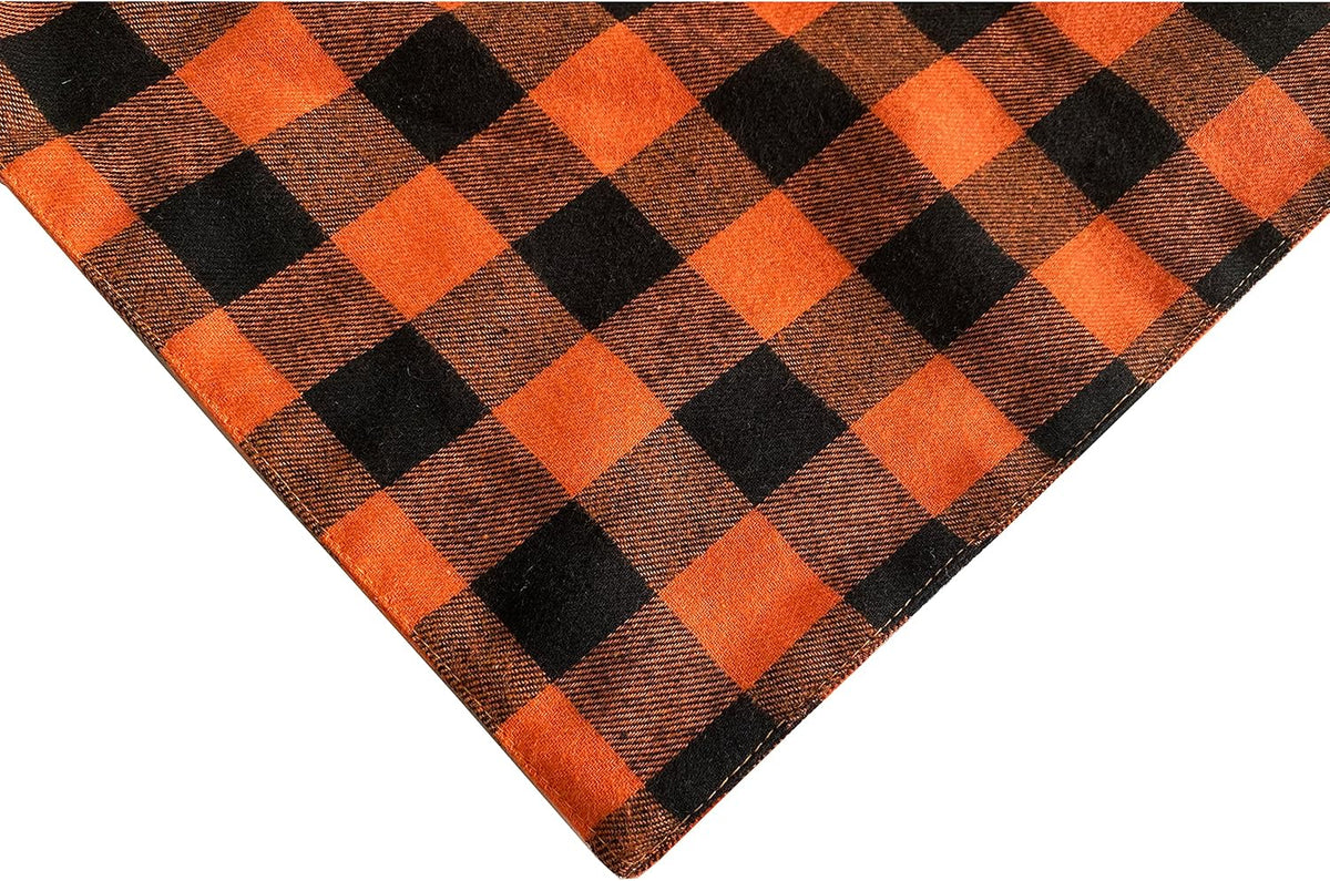 Realeaf Fall Halloween Dog Bandanas 2 Pack, Orange Plaid Pet Scarf for Boy and Girl, Premium Durable Fabric, Holiday Thanksgiving Bandana for Large and Extra Large Dogs (X-Large)