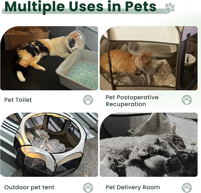 Love's cabin Pet Puppy Dog Playpen, Medium Dog Tent Crates Cage Indoor/Outdoor, Portable Playpen for Cat, Foldable Pop Up Dog Kennel Playpen with Carring Case, Removable Zipper Top, Green