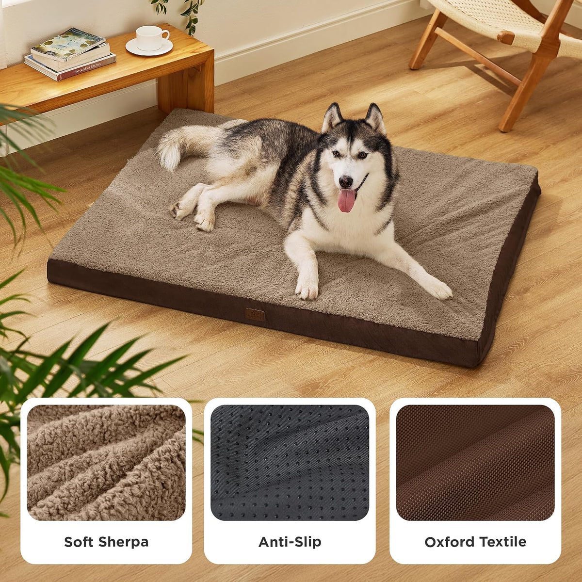 Bedsure XXL Dog Bed for Large Dogs - Orthopedic Flat Giant Pet Beds with Removable Washable Cover, Jumbo Egg Crate Foam Mat, Suitable for Pet Up to 150 lbs