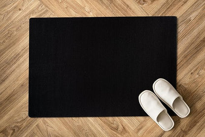 Non Slip Black Solid Rubber Back Thing Door Mat for Entryway 2x3 for Kitchen, Rug for Bathroom, Stain Resistant Easy Cleaning Non Shedding Carpet Black 2 x 3