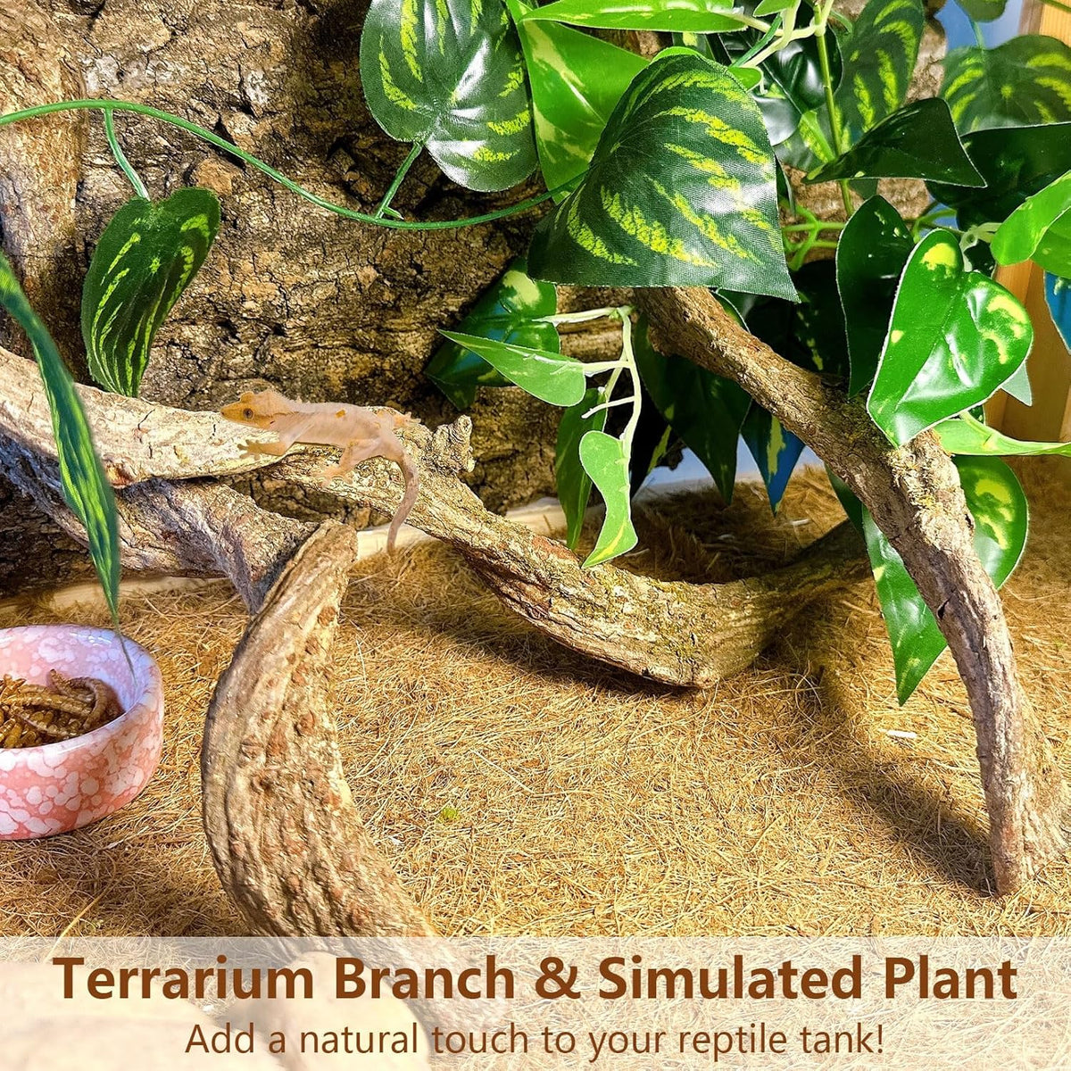 BNOSDM 3 Pcs Reptile Climbing Branches Decor,Snake Climbing Branch,Gecko Climb Wood,Lizard Forest Branch,Tank Habitat Tree Trunk Decorations for Bearded Dragons,Chameleons,Spider,Frogs (S)