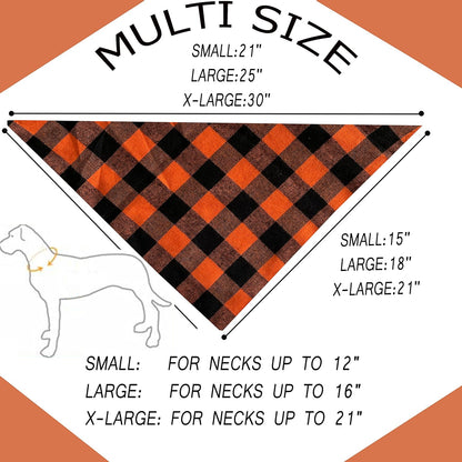Realeaf Fall Halloween Dog Bandanas 2 Pack, Orange Plaid Pet Scarf for Boy and Girl, Premium Durable Fabric, Holiday Thanksgiving Bandana for Small and Medium Dogs (Small)
