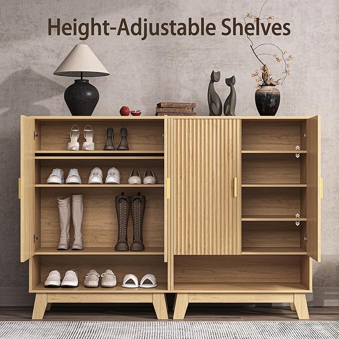 4-Tier Fluted Shoe Cabinet