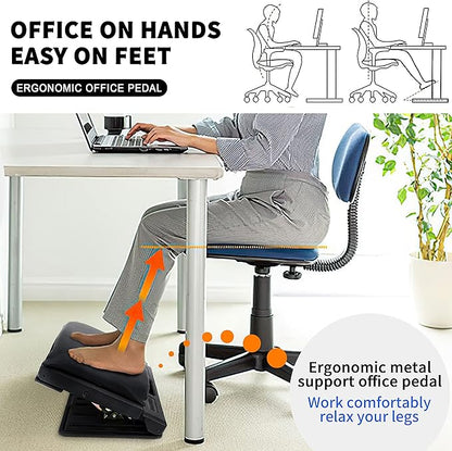 Adjustable Foot Rest for Under Desk at Work with 4 Height Levels, Under-Desk Footrest with Massage Surface, Foot Stool Under Desk for Office, Home, Maximum Load 120 Pounds (Black)